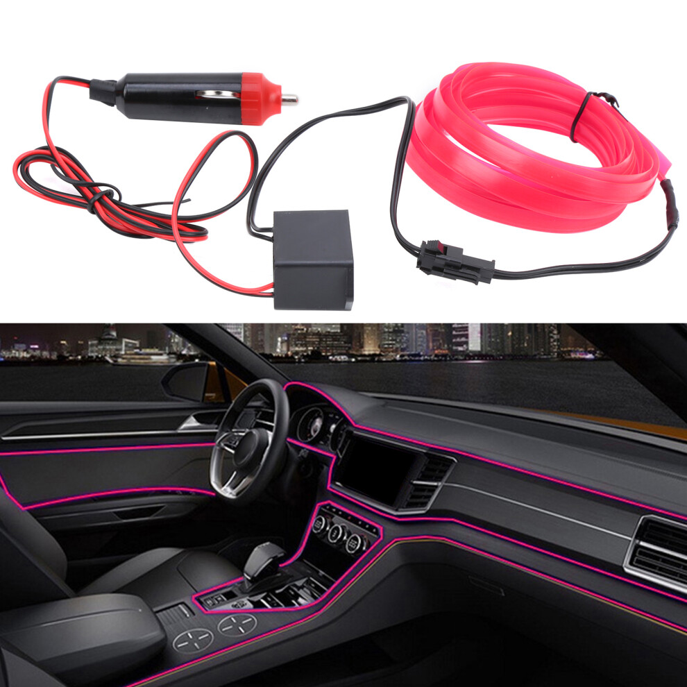 3M Led Car Interior Strip Dc12v Neon Wire Tube Universal Pink/Light 6951360054636