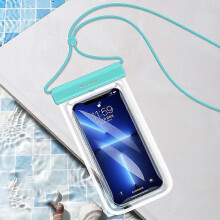 (Light Blue) Swimming Diving Transparent TPU Dustproof and Waterproof Mobile Phone Bag