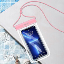 (Pink) Swimming Diving Transparent TPU Dustproof and Waterproof Mobile Phone Bag