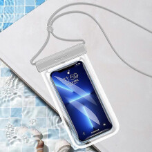 (Silver) Swimming Diving Transparent TPU Dustproof and Waterproof Mobile Phone Bag