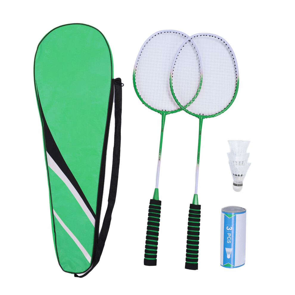 (Green) Badminton Set Alloy Racket 3 Shuttlecocks Bag Orange Red-image-OPC-PMX58Y2-NEW