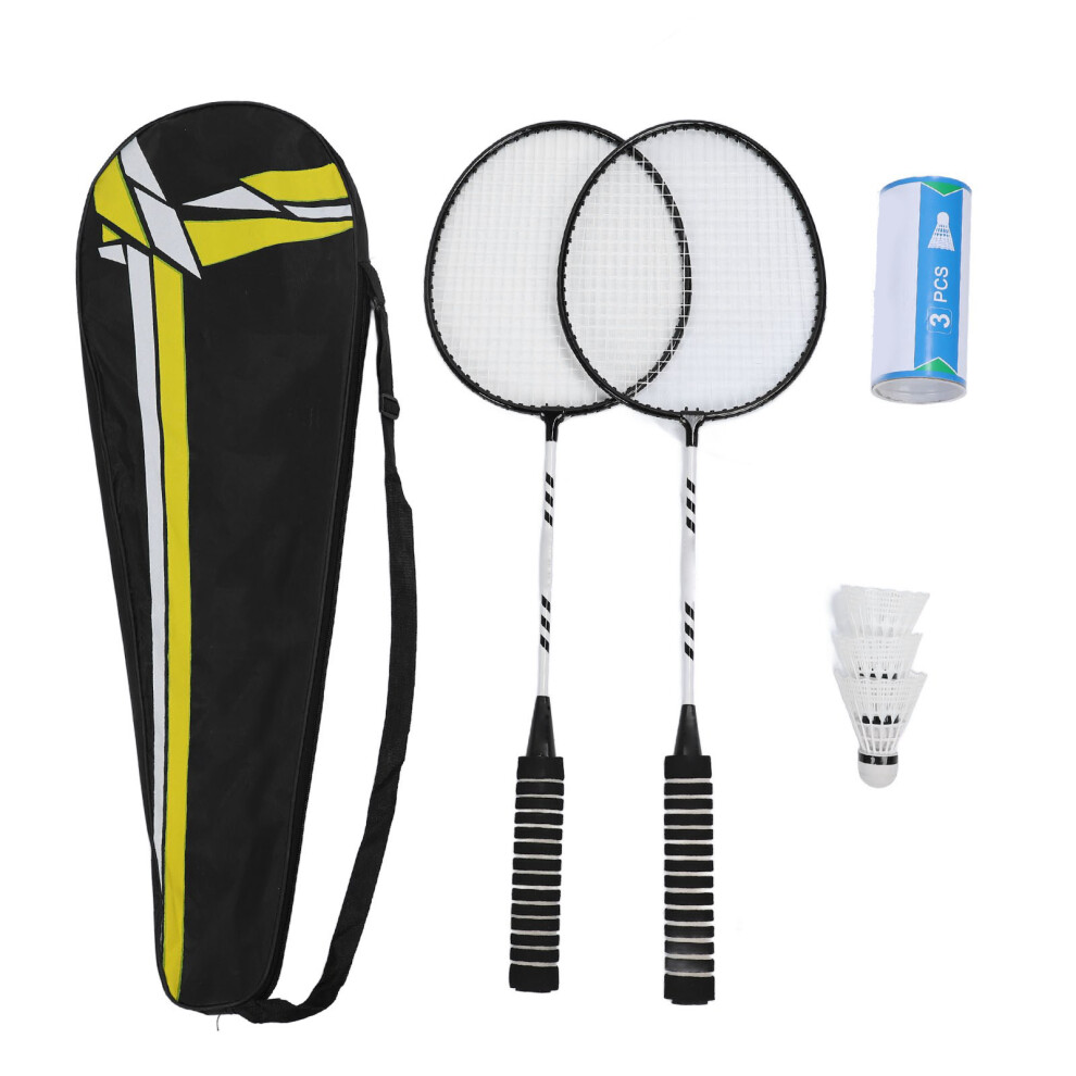 (Black) 2PCS Badminton Rackets Iron Alloy Anti-Slip Shuttlecocks Bag Black-image-OPC-PMX5956-NEW