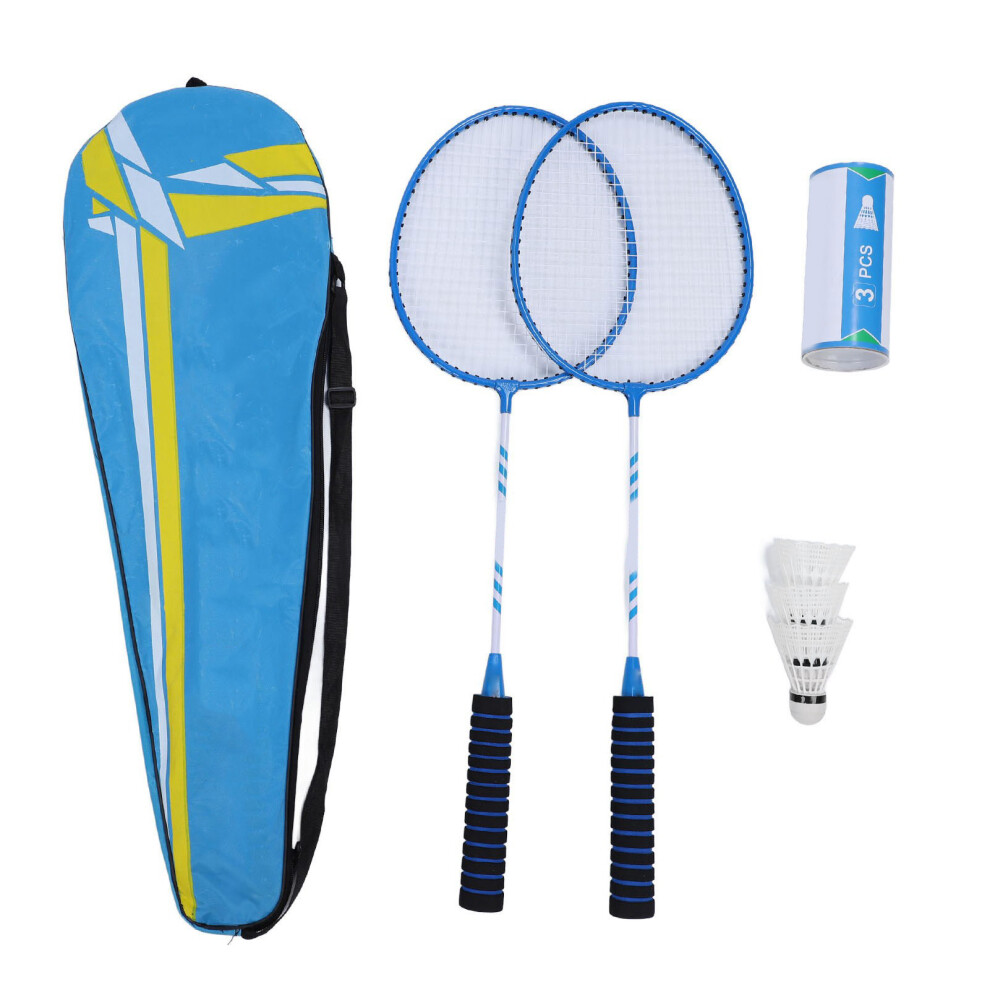 (Blue) 2PCS Badminton Rackets Iron Alloy Anti-Slip Shuttlecocks Bag Black-image-OPC-PMX5958-NEW