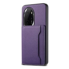 (For Honor 100 Pro, Purple) Calf Texture Card Bag Design Full Coverage Phone Case