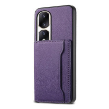 (For Honor 90 Pro, Purple) Calf Texture Card Bag Design Full Coverage Phone Case