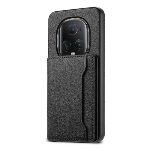 (For Honor Magic5 Ultimate, Black) Calf Texture Card Bag Design Full Coverage Phone Case