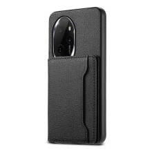 (For Honor 100 Pro, Black) Calf Texture Card Bag Design Full Coverage Phone Case