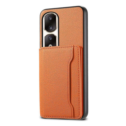(For Honor 90 Pro, Orange) Calf Texture Card Bag Design Full Coverage Phone Case