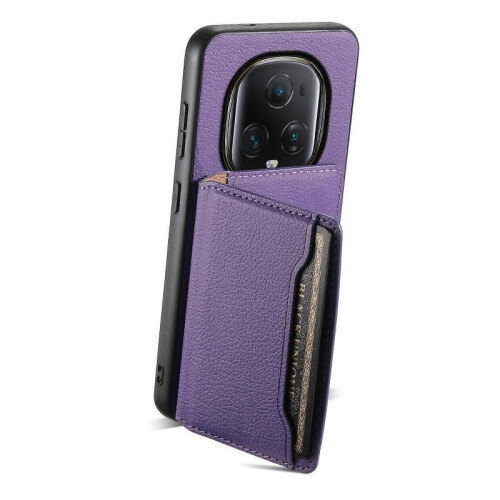 (For Honor Magic5 Ultimate, Purple) Calf Texture Card Bag Design Full Coverage Phone Case 2