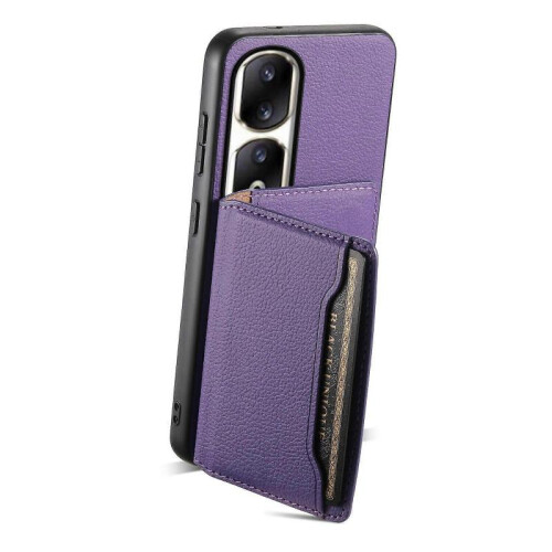 (For Honor 90 Pro, Purple) Calf Texture Card Bag Design Full Coverage Phone Case 2