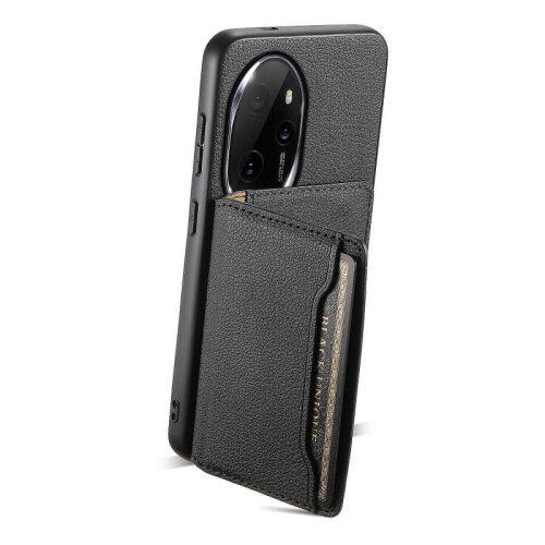 (For Honor 100 Pro, Black) Calf Texture Card Bag Design Full Coverage Phone Case 2