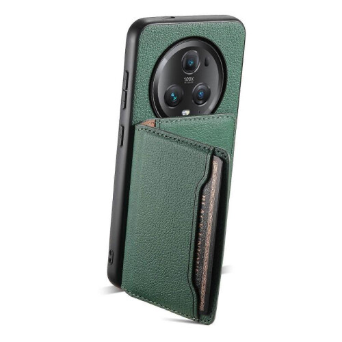 (For Honor Magic5 Pro, Green) Calf Texture Card Bag Design Full Coverage Phone Case 2