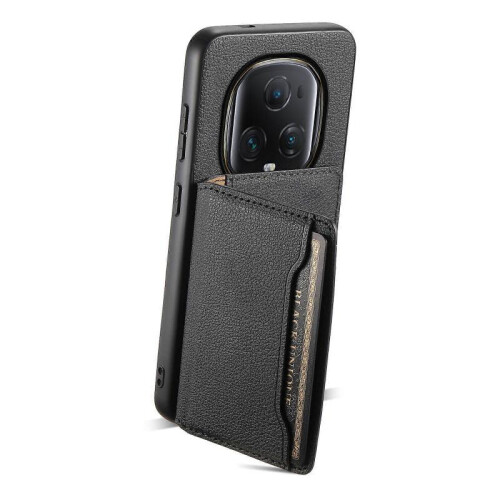 (For Honor Magic5 Ultimate, Black) Calf Texture Card Bag Design Full Coverage Phone Case 2