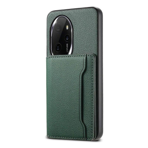 (For Honor 100 Pro, Green) Calf Texture Card Bag Design Full Coverage Phone Case