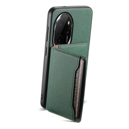 (For Honor 100 Pro, Green) Calf Texture Card Bag Design Full Coverage Phone Case 2
