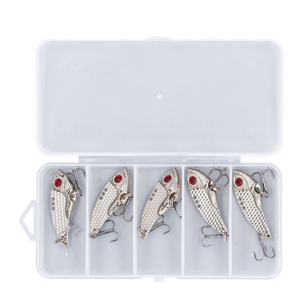(7g) 5PCS Blade Bait High Carbon Steel Hard Lure 15g Silver with Box-image-OPC-PMX5W7Y-NEW