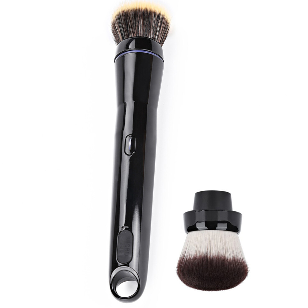Electric Rotating Makeup Brush Set with 2 Brush Heads, USB Rechargeable, Black