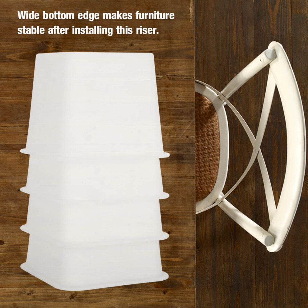 4Pcs White Furniture Bed Chair Riser Set - Heightening & Storage 4911360066376