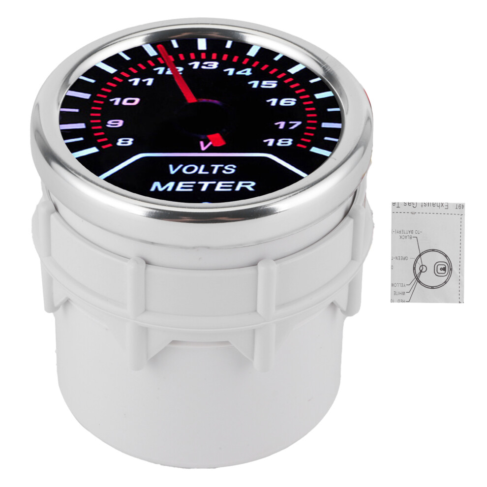 Universal 52Mm 8-18V Volt Meter Gauge For Car, Needle, Dial Red/Black 5021360068863