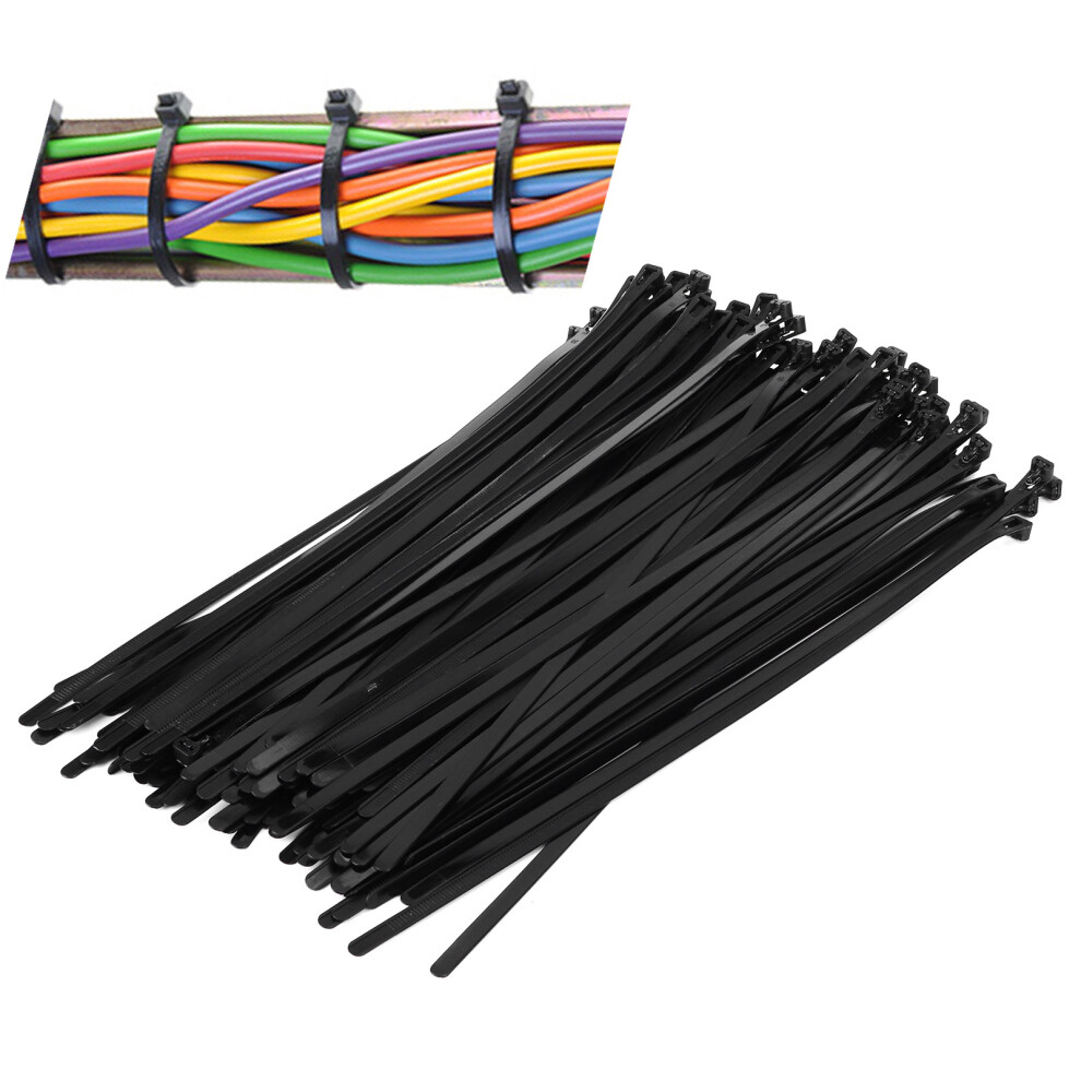Durable Black Nylon Cable Ties 100 Pack 8X400mm Multi-Use Fasteners 8481360071022