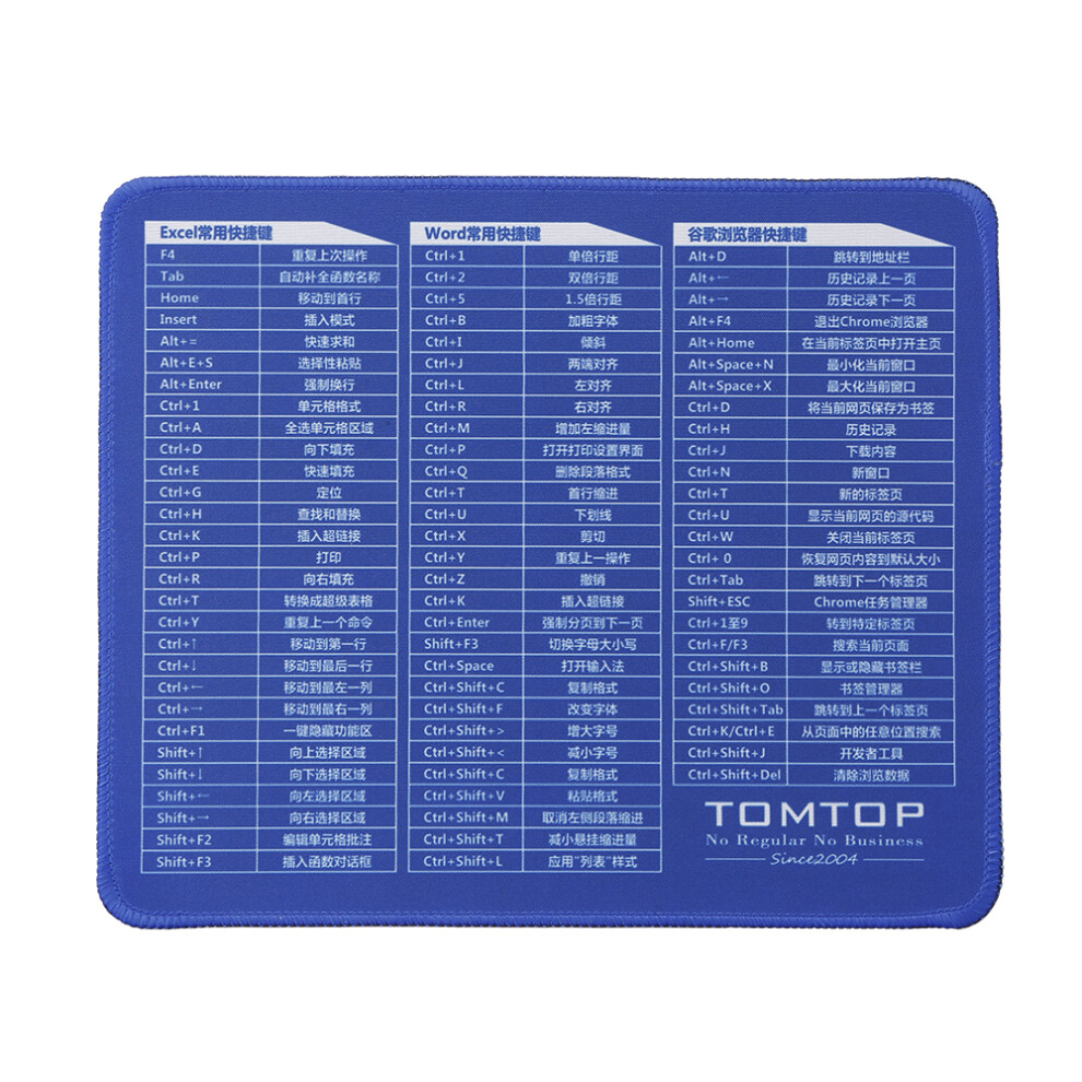 Waterproof Office Mouse Pad With Keyboard Shortcuts Non-Slip Desk Mat 7661360075003