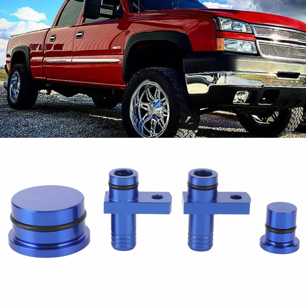 Aluminum Pcv Reroute Fittings For Gm Duramax 2004.5-2010 6.6L Blue 7641360077757