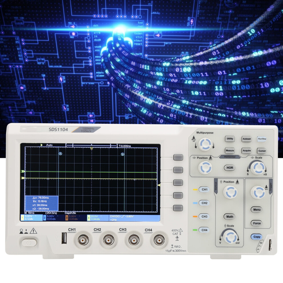 SDS1104 4-Channel 100MHz Oscilloscope with 7in LCD, 1GS/S Sampling-image-OPC-PMX6D5R-NEW