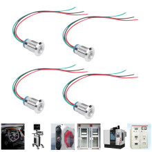 4 Sets Wasserdichte Runde LED-Lichter 12mm 12-24V Rot Grün Gemeinsame Anode
