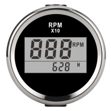 0‑9990RPM Waterproof Tachometer Gauge, 52mm, Red Backlight
