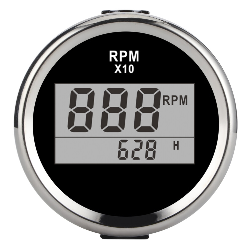 0Â9990Rpm Waterproof Tachometer Gauge, 52Mm, Backlight Red 7891360088523