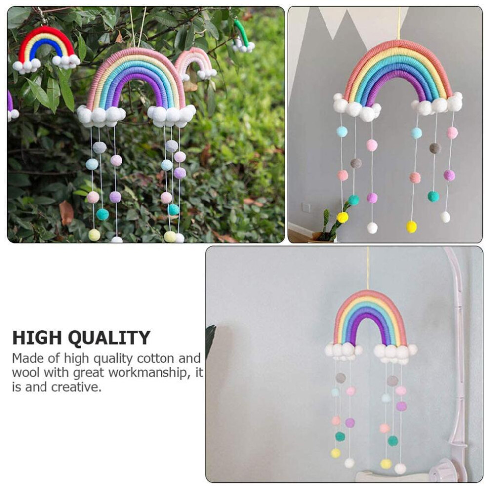 Cotton Baby Mobile with Cloud Rain & Rainbow Tassels, 23x36cm