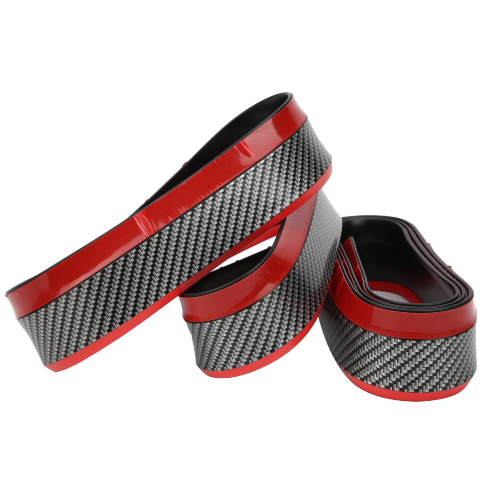 2.5M Rubber Car Bumper Lip Side Skirt Guard Anti-Collision Strip Fiber Red 4391360097158