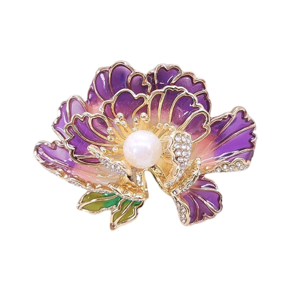 Sophisticated Flower Lapel Pin for Women's Fashionable-Purple