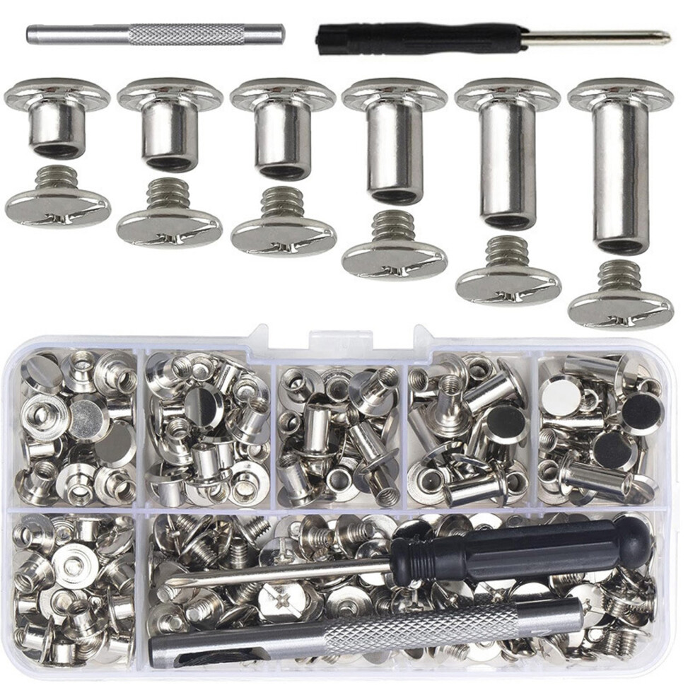 110Pcs Binding Screws Set Book Binding Rivets Crossed-Sliver2 7704000134538