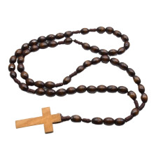 Elegant Natural Wood Rosary Beads with Crosses for Prayer and