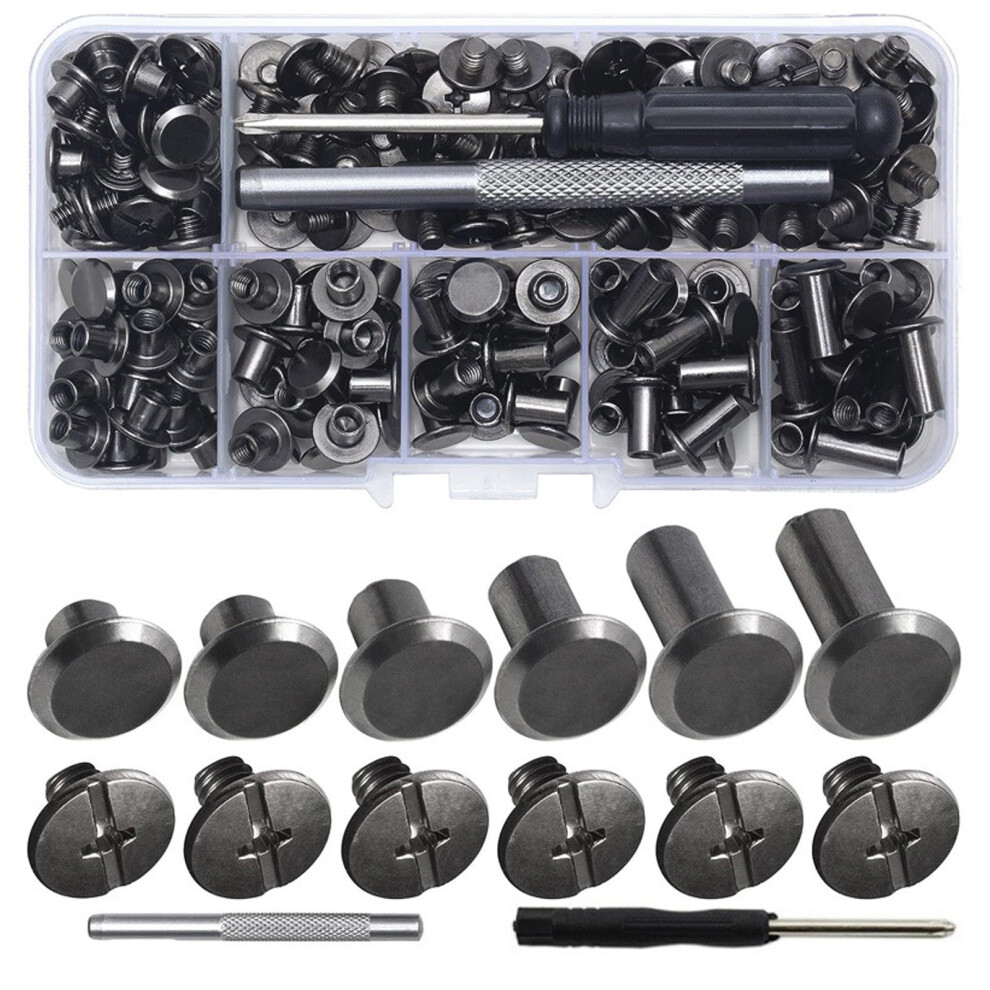 110Pieces Binding Screws Metal Screws Rivets-Frosted Black 7704000134637