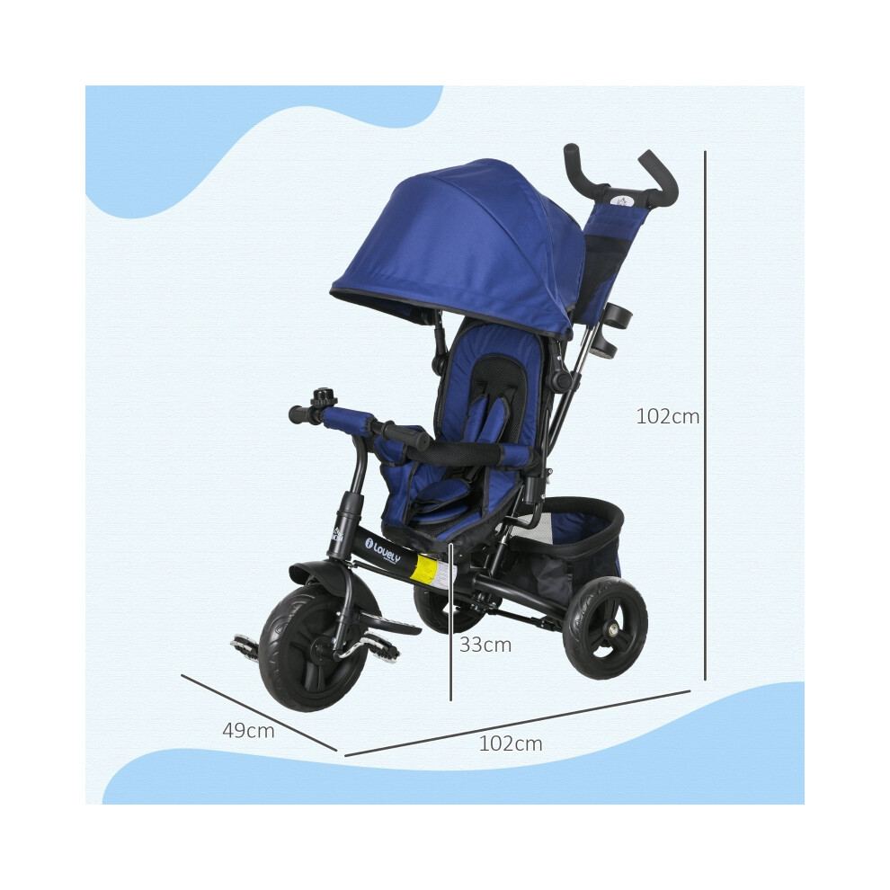 Kids' 6-in-1 Trike with Push Handle Canopy Safety Belt Footrest Brake for Ages 1-5 Dark Blue-image-OPC-PMX6NDK-NEW