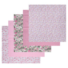 2er Set Baumwollstoff mit glatter Webart, bedruckt, 50x50cm, Pink, 5 Farben
