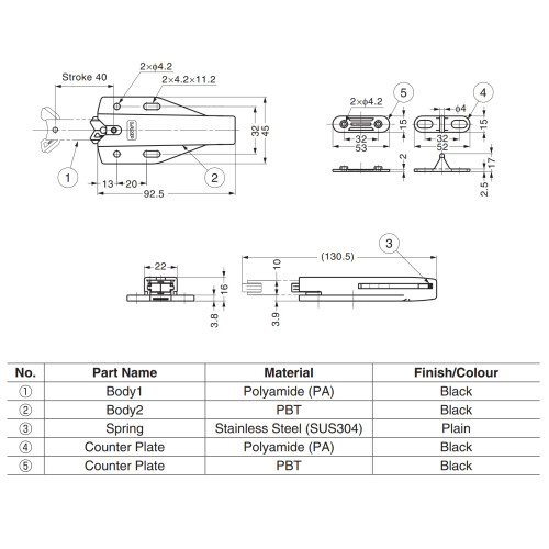 Touch Latch with Long Stroke Non-magnetic 1