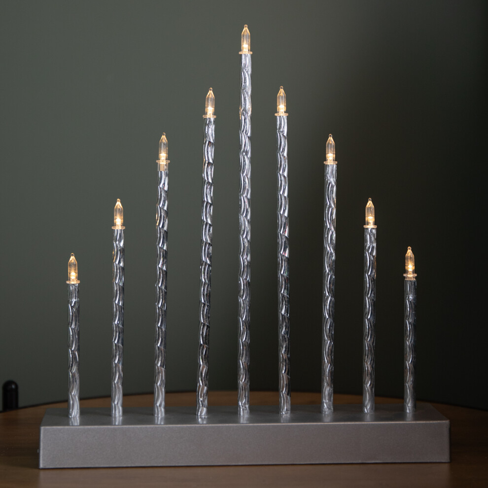 Rackhams Silver/Light/White 26Cm Battery Operated Up Christmas Candle Bridge With 9 Warm Leds - Image 7