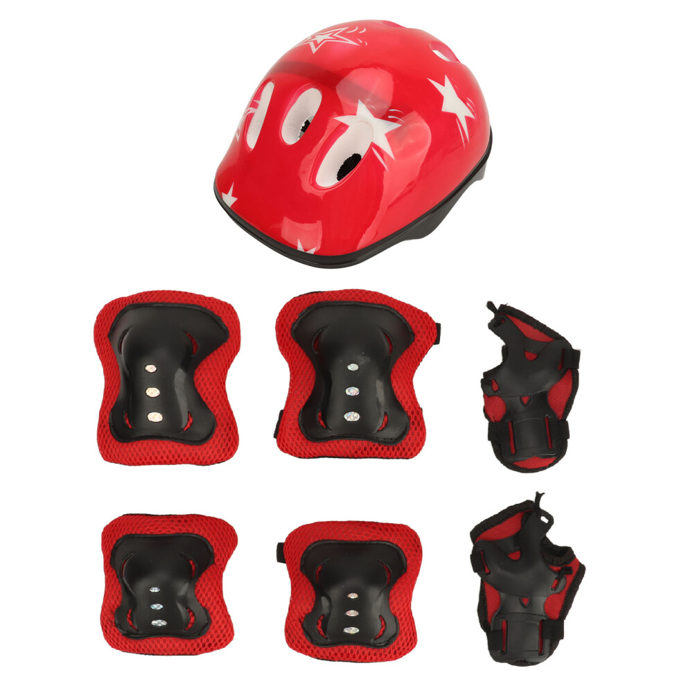 (Red) Kids Bike Helmet Set Adjustable Knee Elbow Wrist Pads Cycling Gear-image-OPC-PMX6YD7-NEW