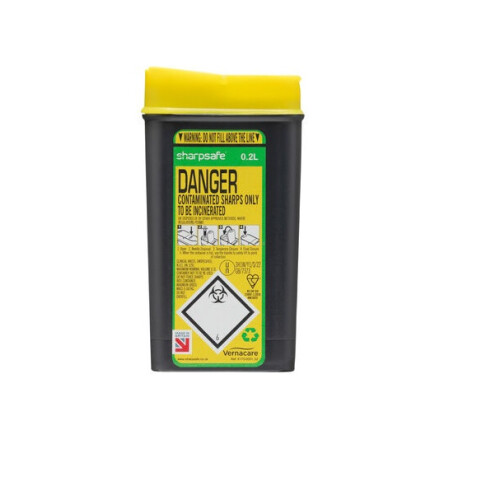 Sharpsafe 0.2L Sharps Waste Compact Travel Bin Box