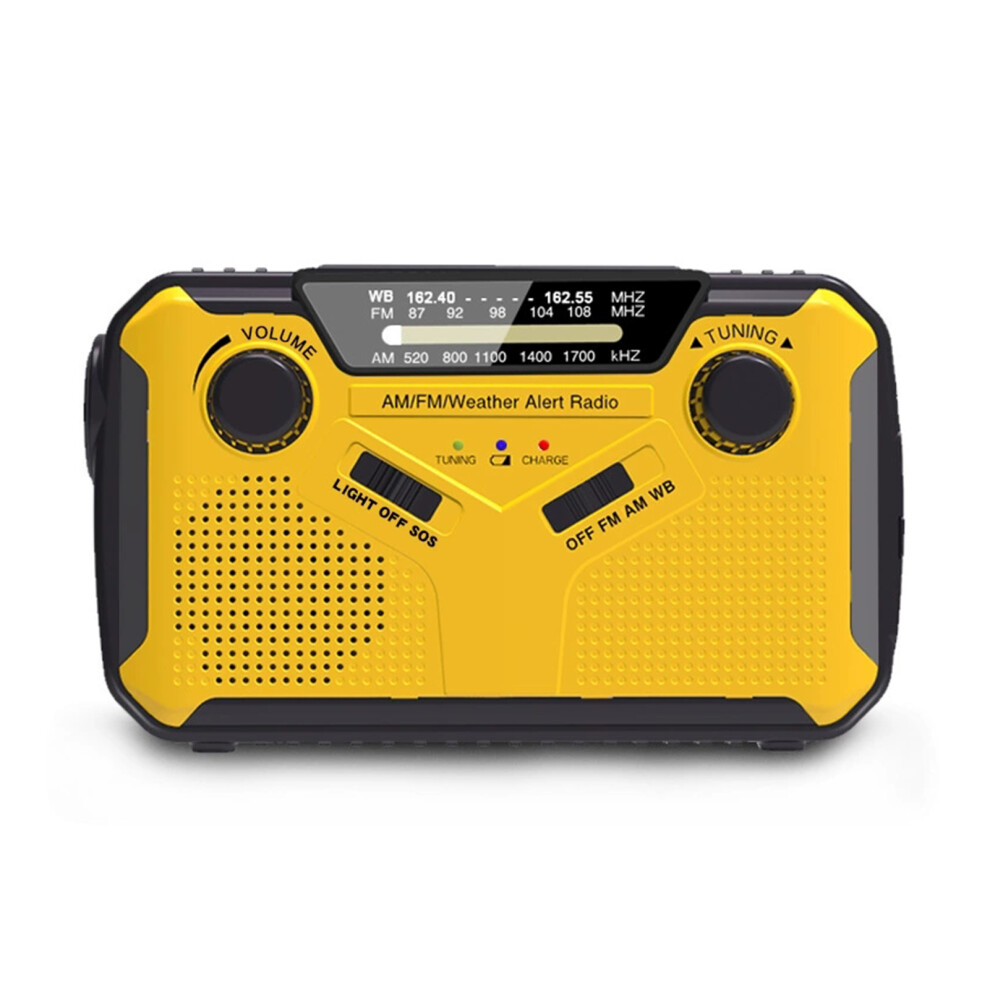 Yellow (Yellow) Rechargeable Am/Fm Portable Radio With Solar Charging Solar Powered