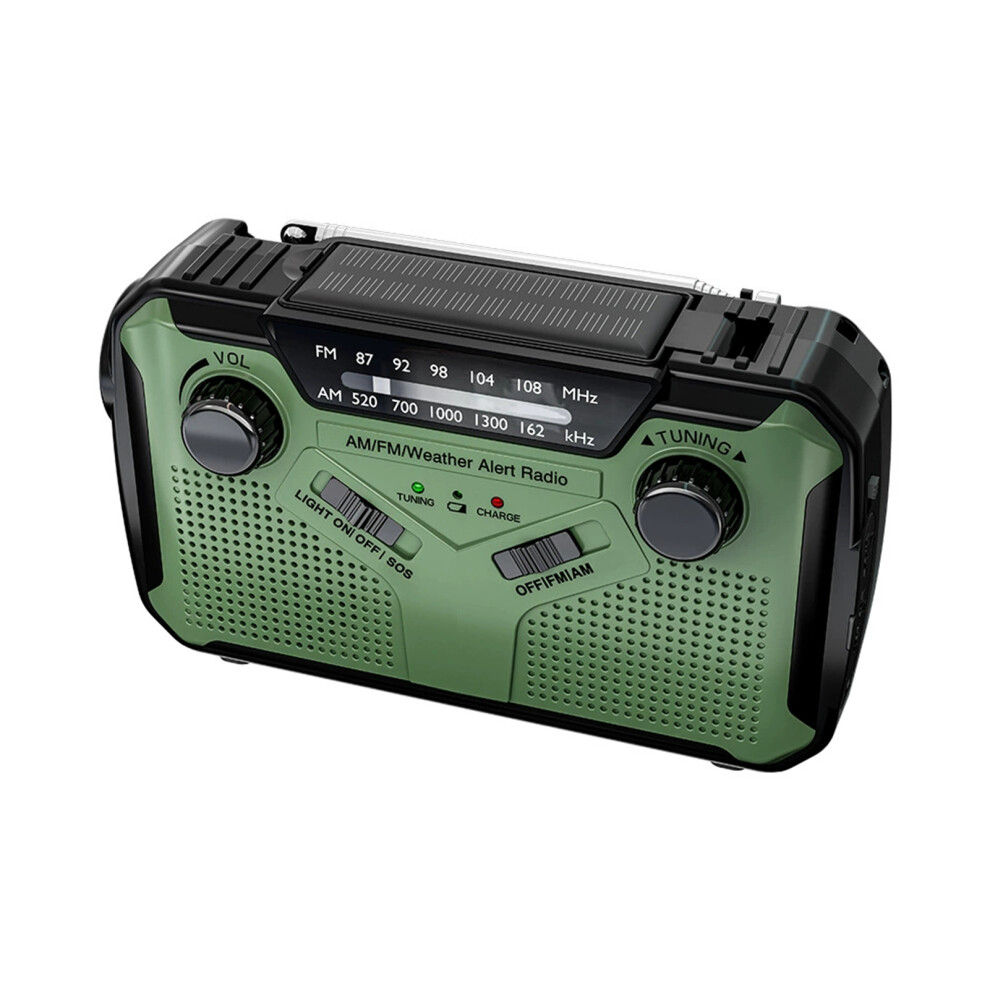 Green (Green) Rechargeable Am/Fm Portable Radio With Solar Charging Solar Powered