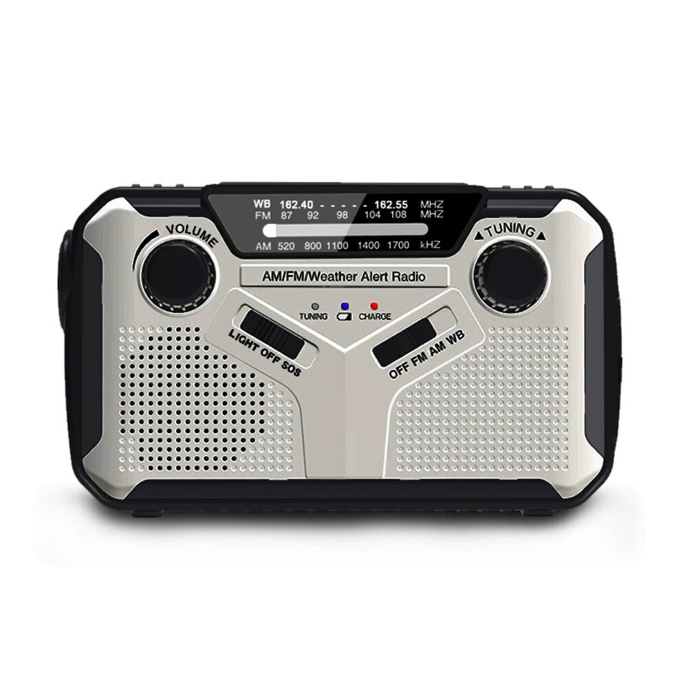 Grey (Grey) Rechargeable Am/Fm Portable Radio With Solar Charging Solar Powered