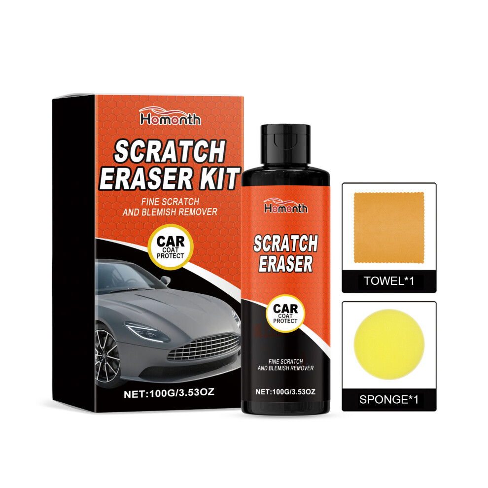(100G+Sponge+Towel) Homonth Car Scratch Care Kit Car Paint Scratch Care Maintenance Renovation Polishing Care Kit 4048284060088