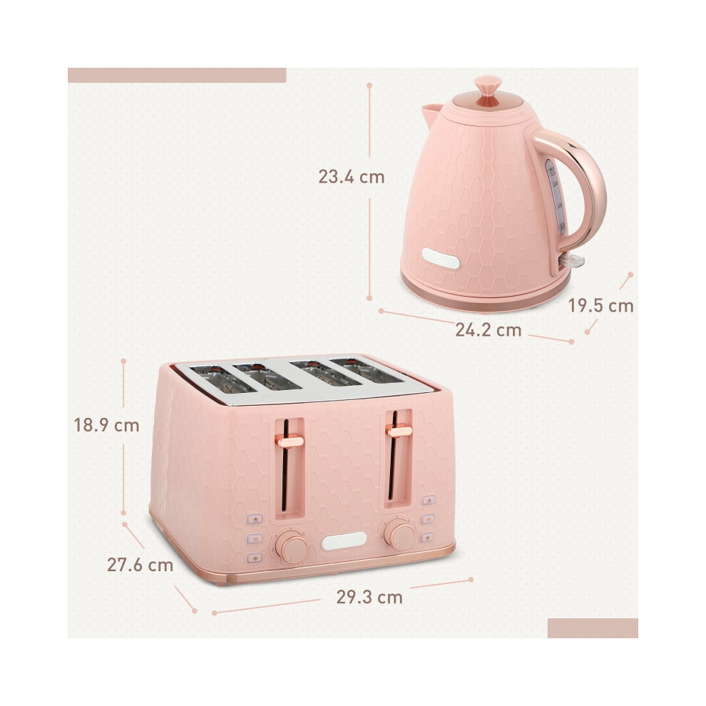 Fast Boil Kettle and 4 Slice Toaster Set 1.7L 3000W 7 Levels Browning Light Pink for Breakfast Made Easy-image-OPC-PMX7T9Z-NEW