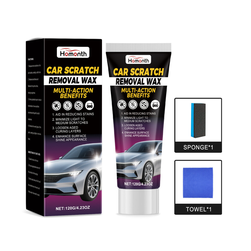 (120G+Sponge+Towel) Homonth Car Scratch Care Kit Fine Scratch Repair Polishing Paint Daily Care Wax Set 4048284060149