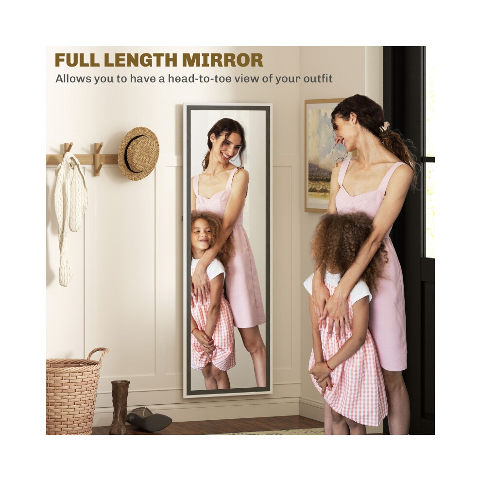 Full Length Mirror 162.6 cm Two-Tone White/Grey Floor Mirror with Modern Design for Full Body Viewing-image-OPC-PMX7TRV-NEW