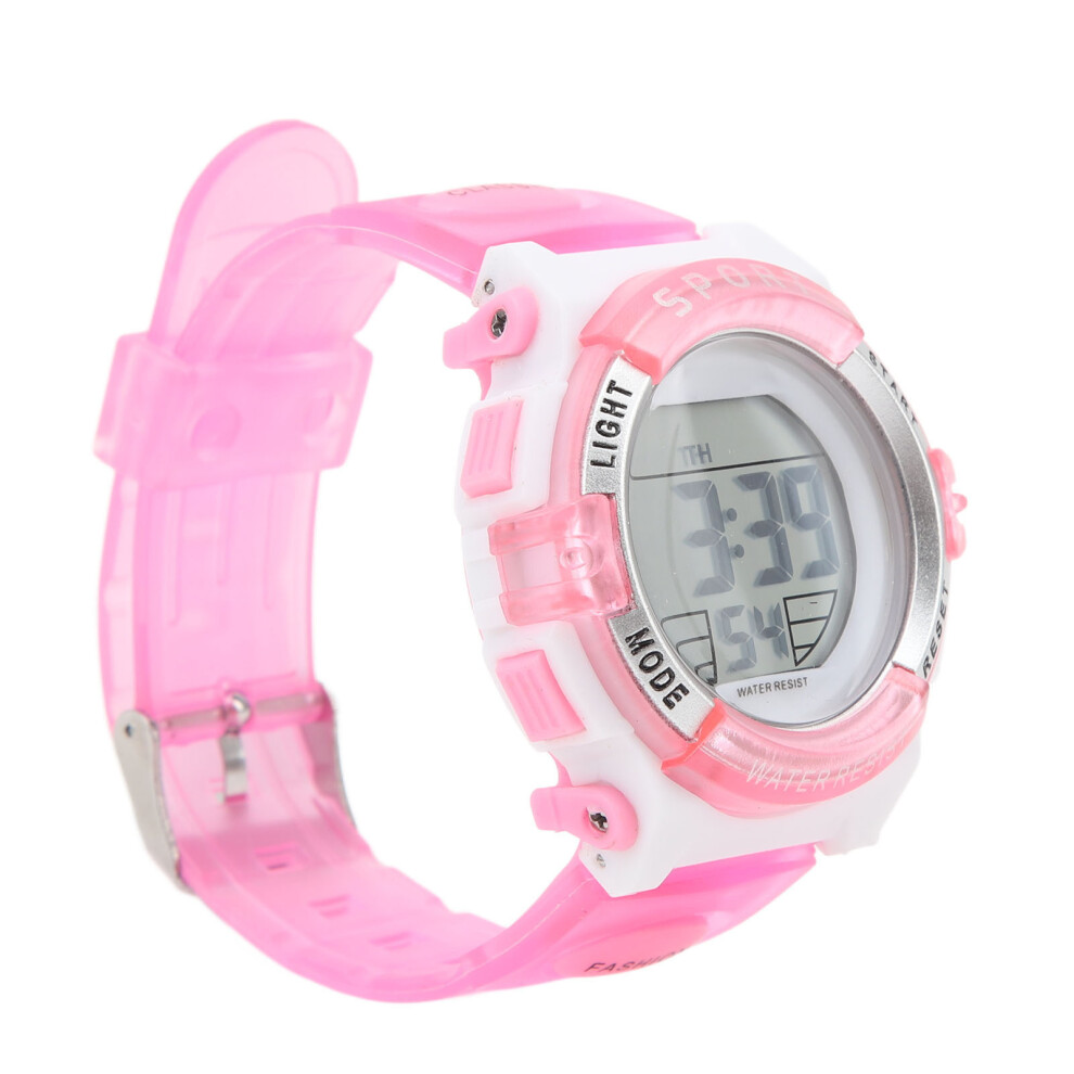 (Pink) Girls Digital Chronograph Watch Waterproof PU Strap Night Light Pink-image-OPC-PMX7V5S-NEW